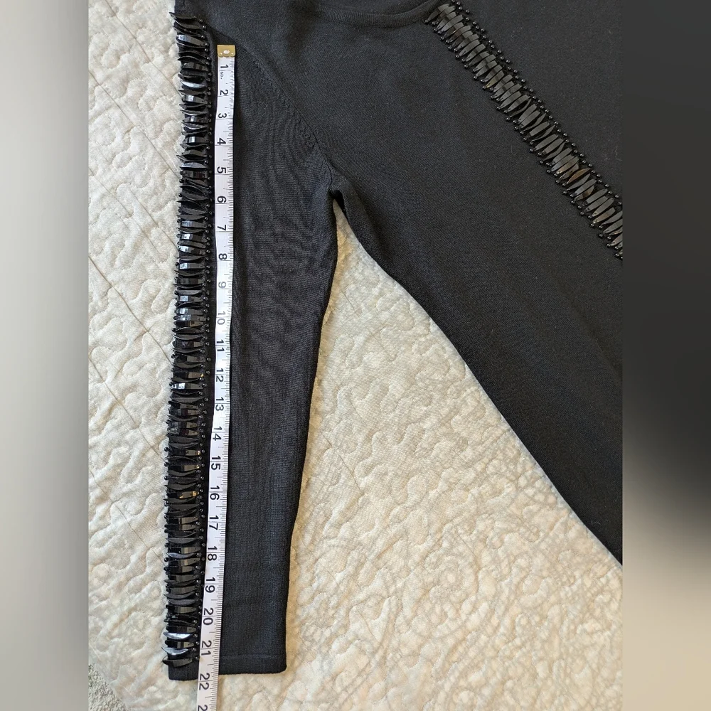 Leo Guy Paris Black Long Sleeve Dress with Beaded Detail - Picture 9 of 15